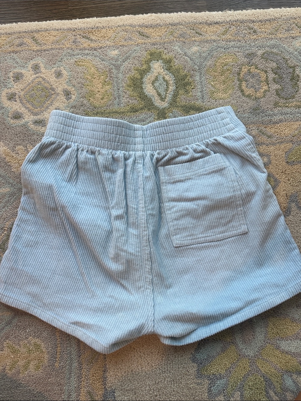 High-Rise Light Blue Corduroy Women's Shorts - Picture 4 of 5